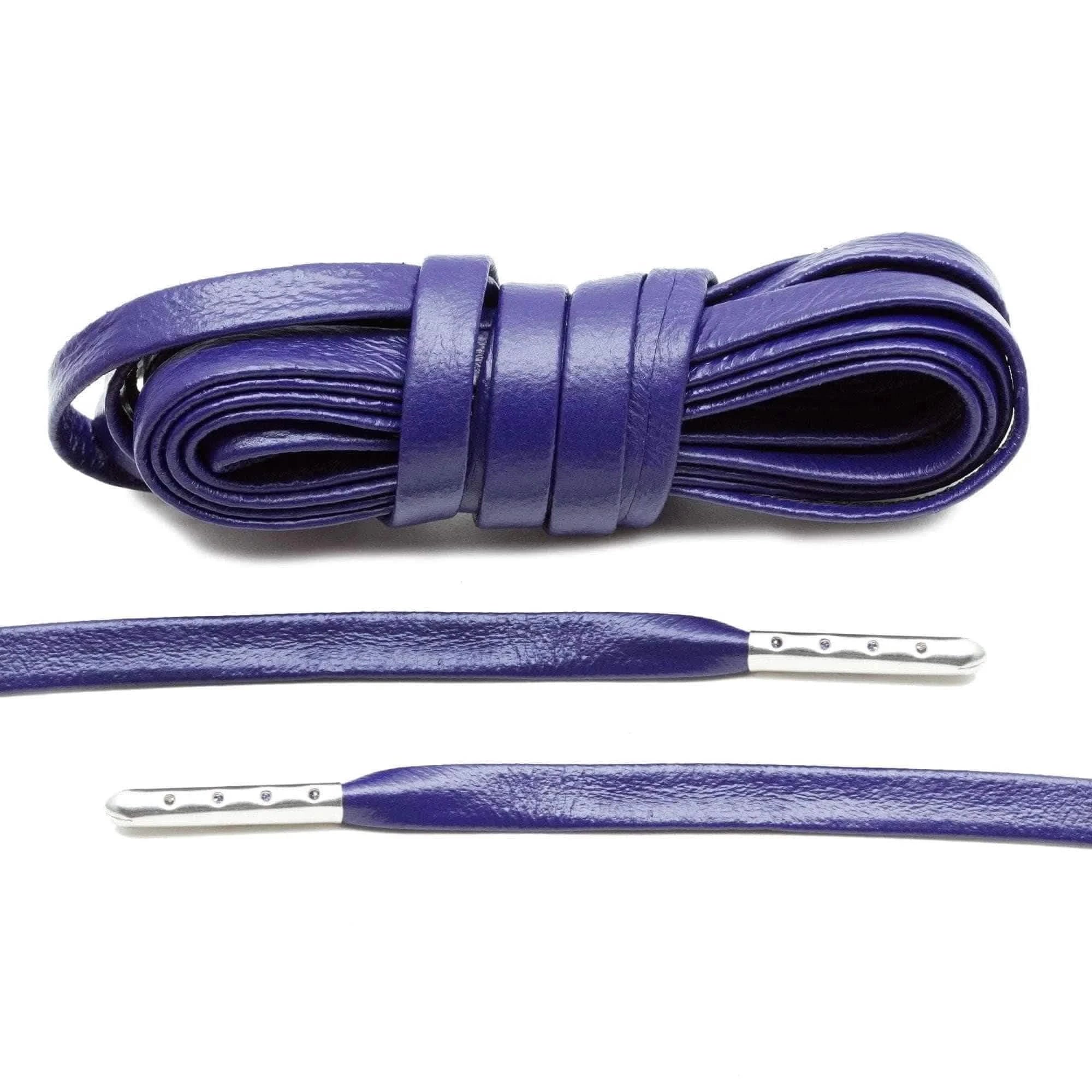 Lace Lab Purple Luxury Leather Laces - Silver Plated Leather Shoelaces
