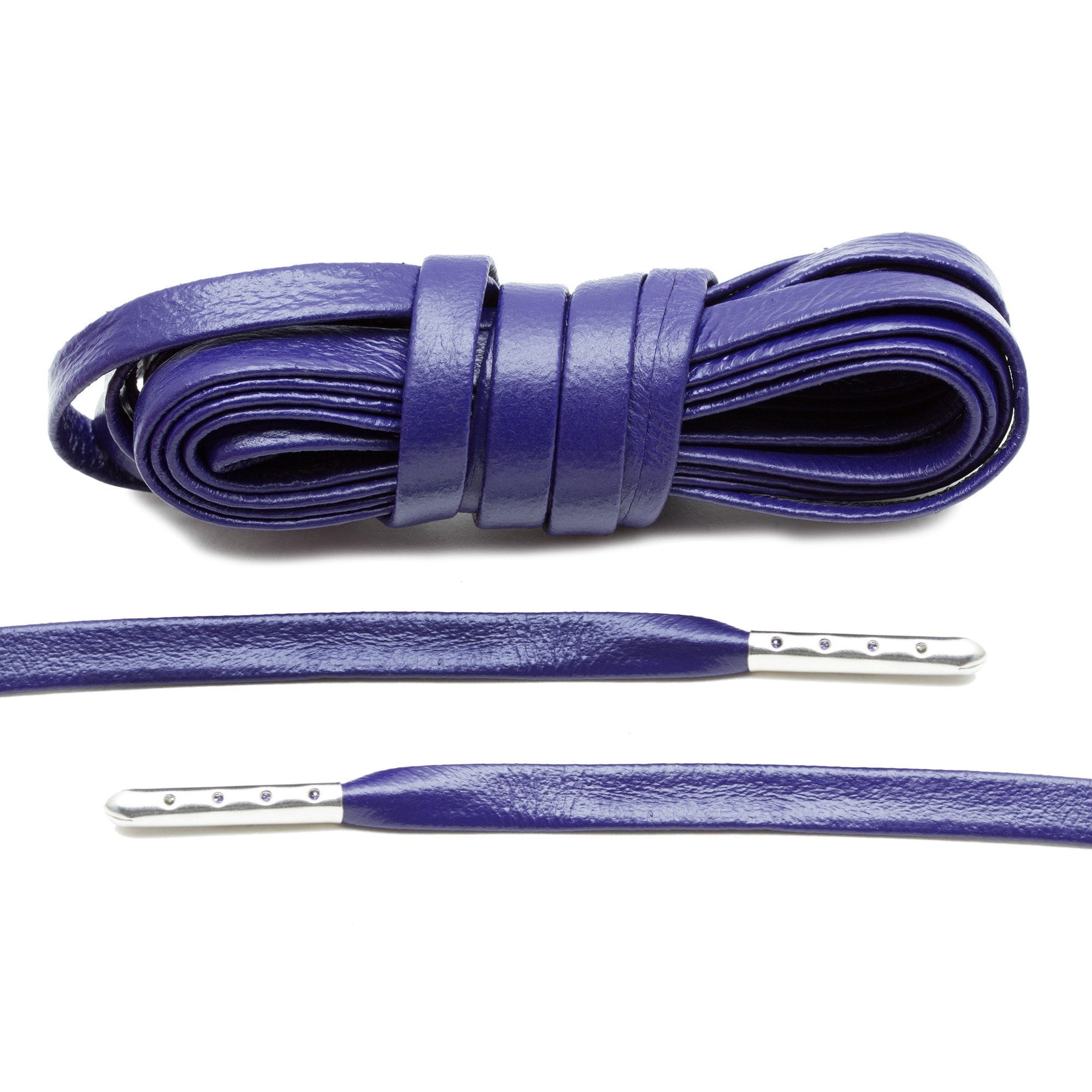 Purple Luxury Leather Laces - Silver Plated - Angelus Direct