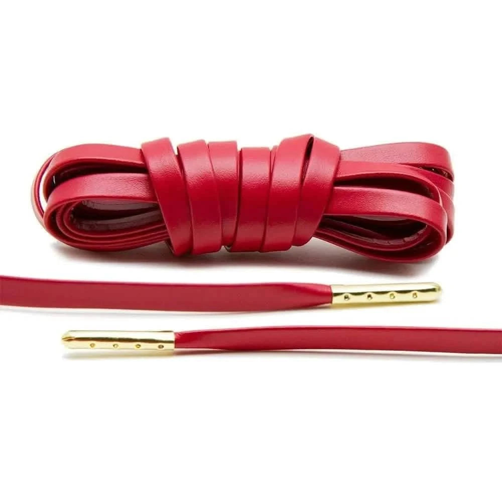 Lace Lab Red Luxury Leather Laces - Gold Plated Leather Shoelaces