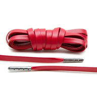 Lace Lab Red Luxury Leather Laces - Gunmetal Plated Leather Shoelaces