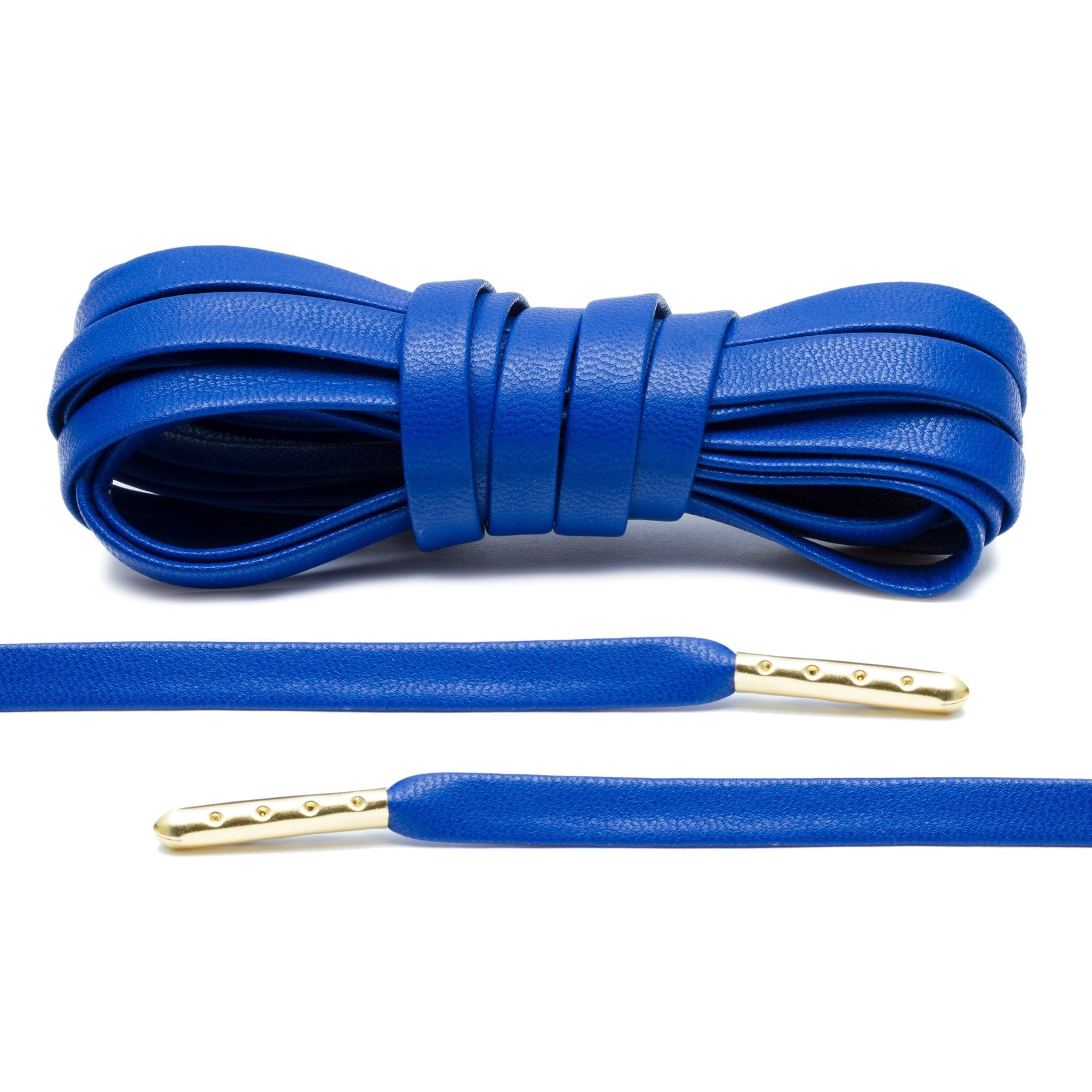 Royal Blue Luxury Leather Laces - Gold Plated - Angelus Direct