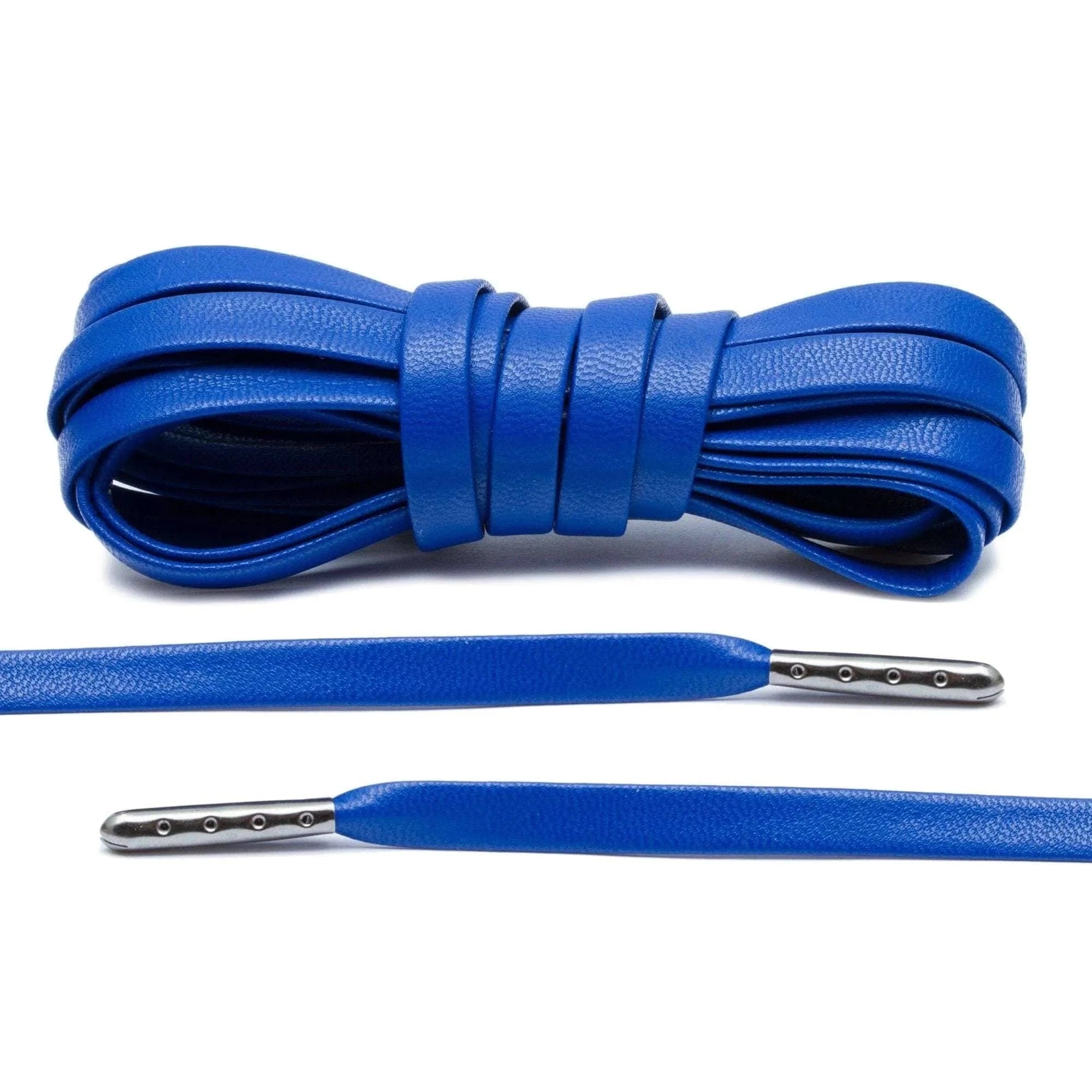 Lace Lab Royal Blue Luxury Leather Laces - Gunmetal Plated Leather Shoelaces