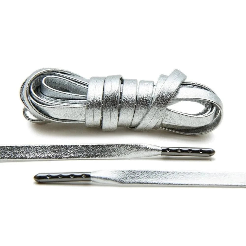 Silver Luxury Leather Laces - Gunmetal Plated - Angelus Direct