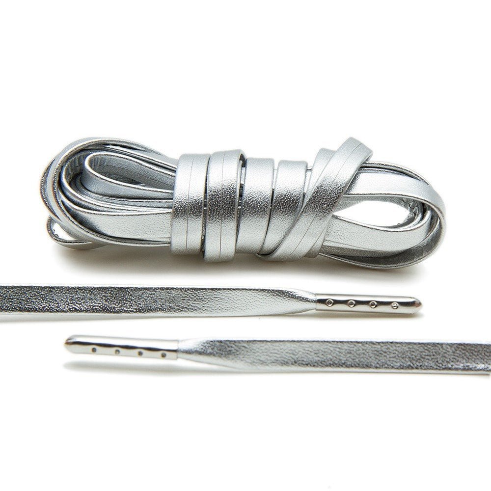 Silver Luxury Leather Laces - Silver Plated - Angelus Direct