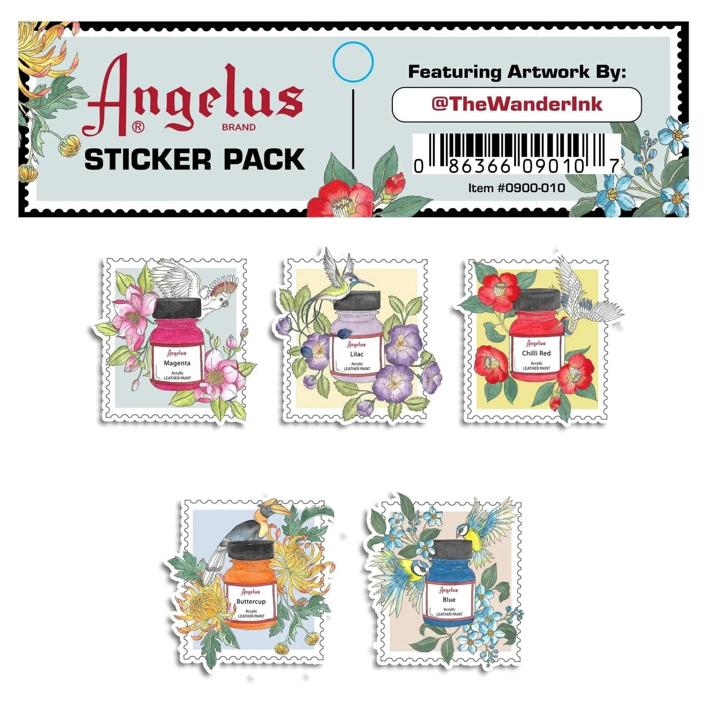 Angelus Direct Sticker Pack by @TheWanderInk Pack of 5
