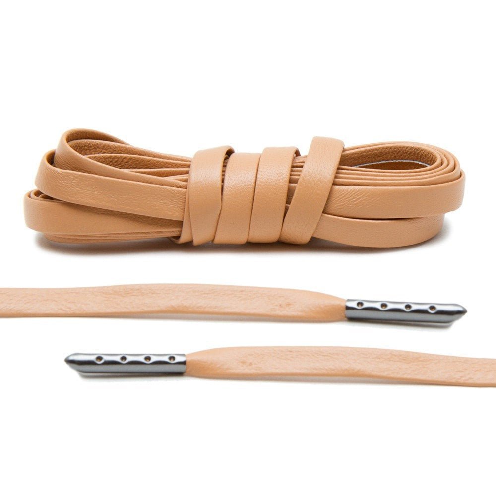 Tan Luxury Leather Laces - Gunmetal Plated - Angelus Direct