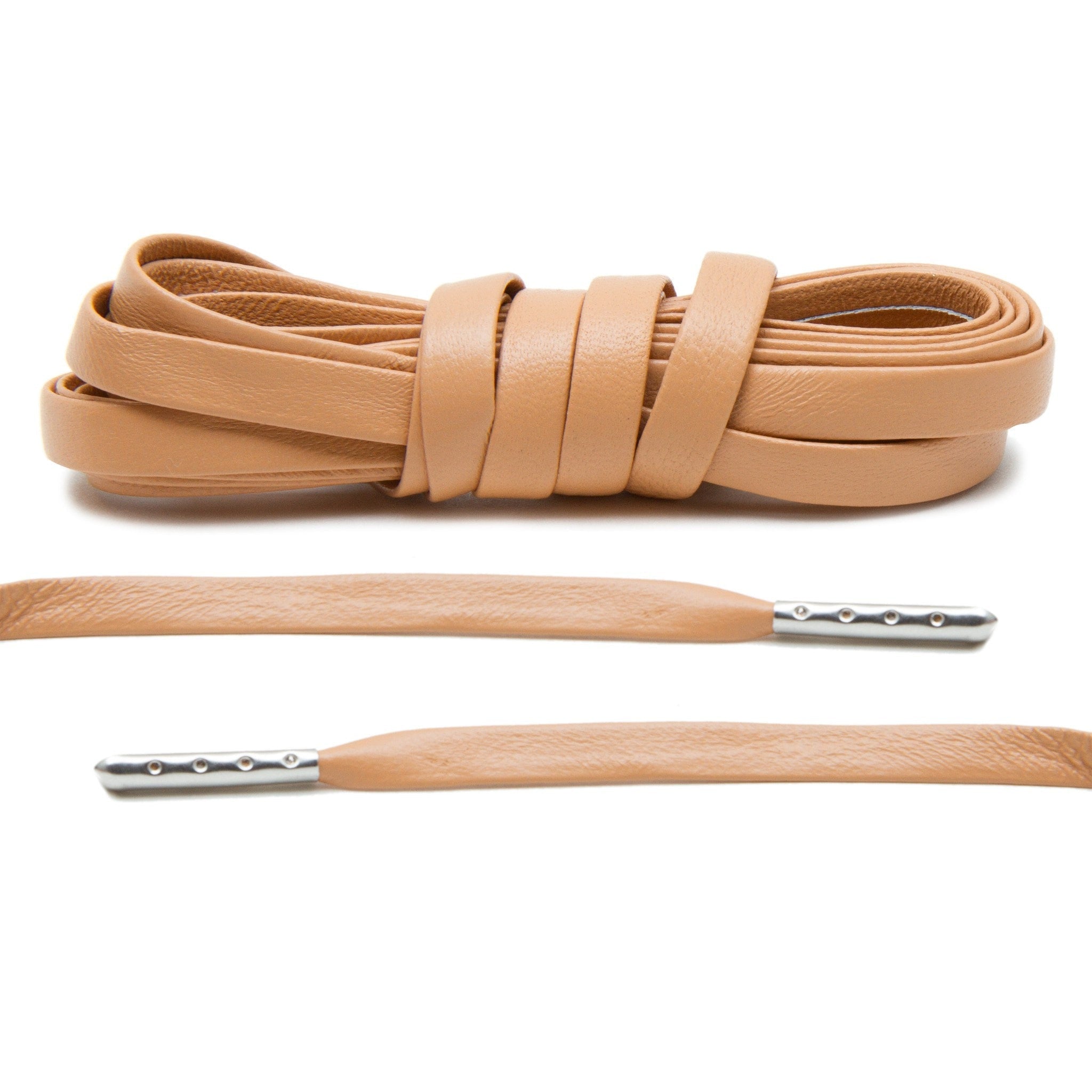 Tan Luxury Leather Laces - Silver Plated - Angelus Direct