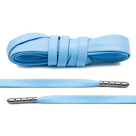 Lace Lab University Blue Luxury Leather Laces - Gunmetal Plated Leather Shoelaces
