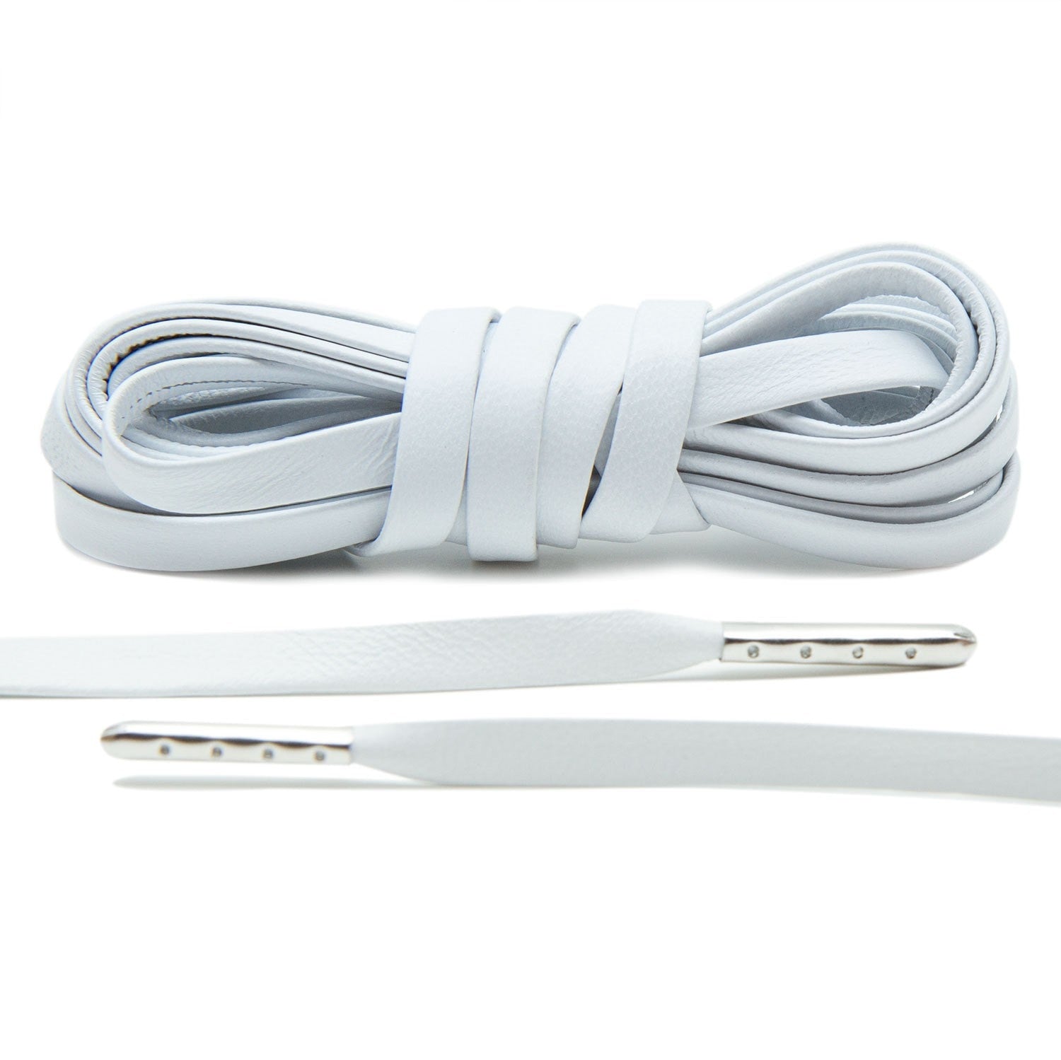 White Luxury Leather Laces - Silver Plated - Angelus Direct