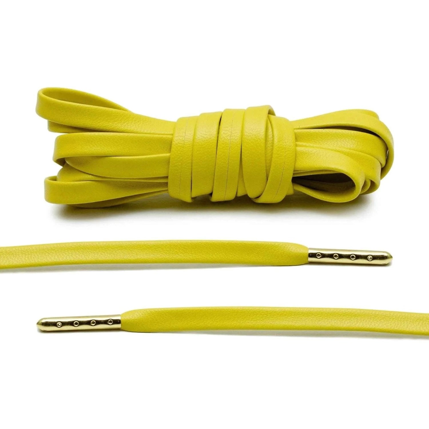 Lace Lab Yellow Luxury Leather Laces - Gold Plated Leather Shoelaces
