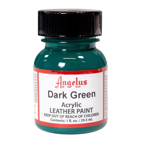 Angelus makes the highest quality Acrylic Leather Paint. Our Dark Green Paint is water-based for easy clean-up!