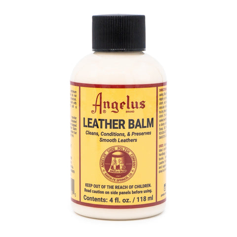 Angelus Leather Balm Conditioner. Cleans and preserves smooth leathers using a blend of Carnauba wax, natural oils, and cleaners.