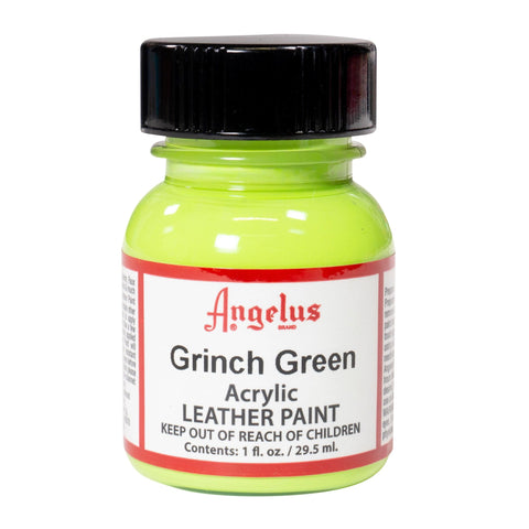 Angelus Brand's Grinch Green acrylic leather paint is perfect for custom holiday themed footwear.