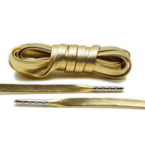 Gold Luxury Leather Laces - Silver Plated