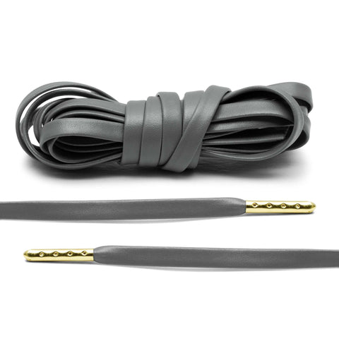 Grey Luxury Leather Laces - Gold Plated