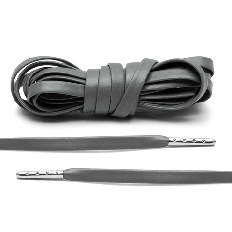Grey Luxury Leather Laces - Silver Plated