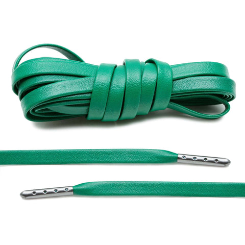 Kelly Green Luxury Leather Laces - Gunmetal Plated