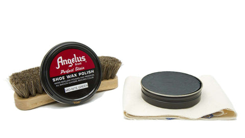 Keep your classic leather oxfords on point with Angelus Mid-Nite Green Shoe Wax.