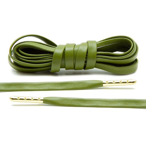 Olive Luxury Leather Laces - Gold Plated
