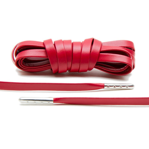 Red Luxury Leather Laces - Silver Plated