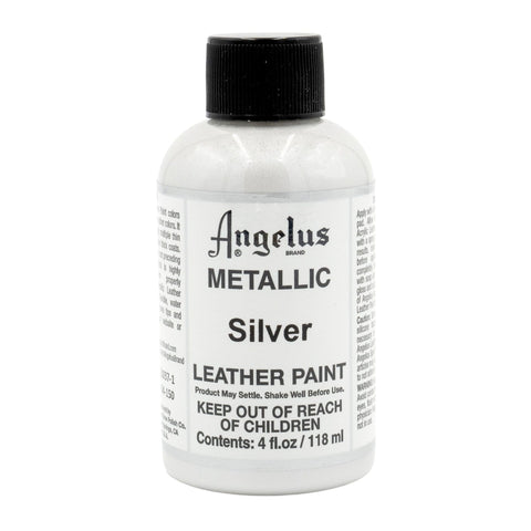 Angelus Silver Metallic Acrylic Leather Paint - 4 oz.