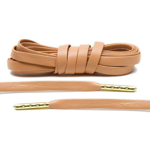 Tan Luxury Leather Laces - Gold Plated