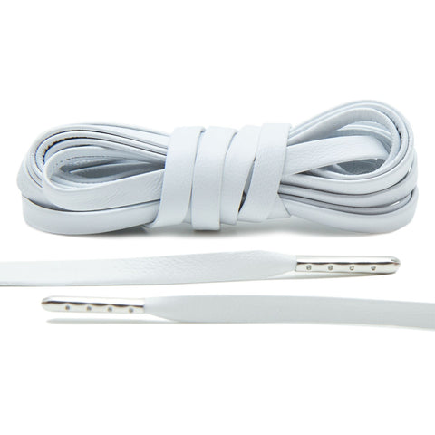 White Luxury Leather Laces - Silver Plated